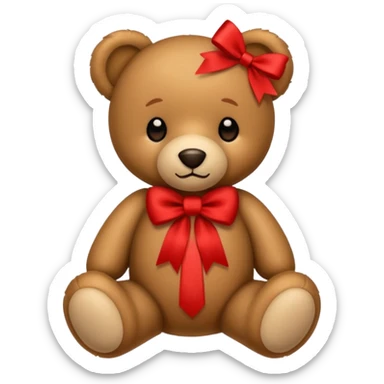 teddy bear with red ribbon sticker