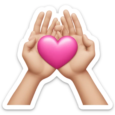 heart with hands, pink heart in middle sticker