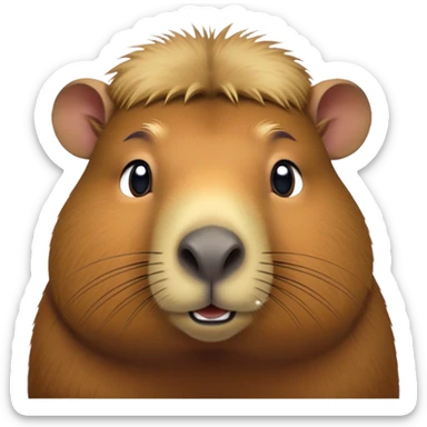cinematic-noble-capybara-portrait-emoji,-poised-and-serene,-with-a-robust,-rounded-build-covered-in-soft,-earthy-fur-and-gentle,-wise-eyes,-simplified-yet-sharp-and-sophisticated-features,-highly-detailed,-glowing-with-a-warm,-natural-glow -simplified-yet-realistic head tilted confidently staring at the camera in a comical way sticker
