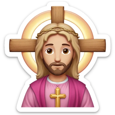 Pink cross with jesus sticker