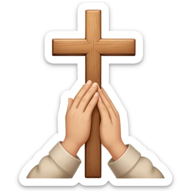 Praying hands with cross sticker