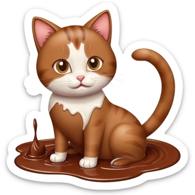 Cat cleaning up spilled chocolate milk sticker