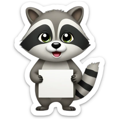 Cute raccoon Holding a Sign sticker