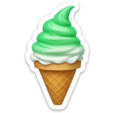 ice cream cone with a gradient green soft-serve ice cream on top sticker