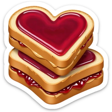 peanut butter and jelly, and between them a heart sticker