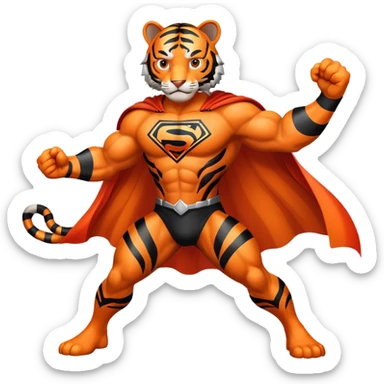 Tiger superhero with cape sticker