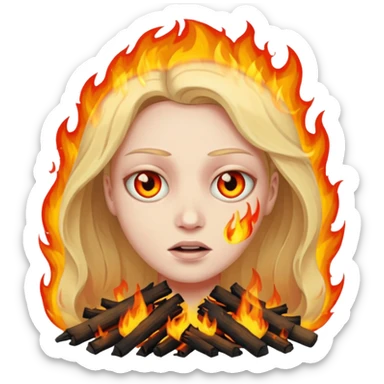 A burning person with fire coming out of where the eyes and make them dead sticker