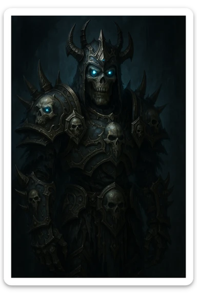 undead warrior, inspired by World of Warcraft, fantasy armor, glowing blue eyes sticker
