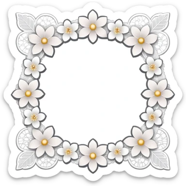 white sakura with a lace border sticker