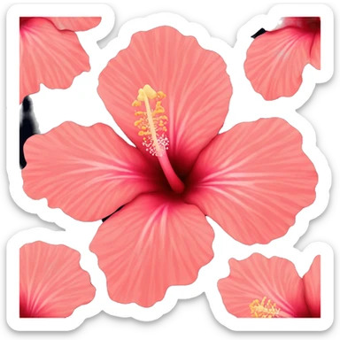 coral pink hibiscus flower sticker