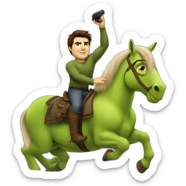 tom cruise ride on shrek's shoulder sticker