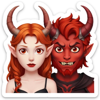 Ginger haired woman with demon boyfriend  sticker
