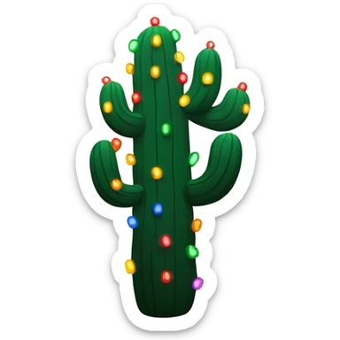 Saguaro cactus with holiday lights around it sticker