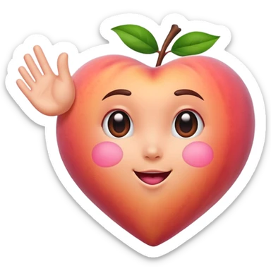 Peach with heart and slap and shake sticker