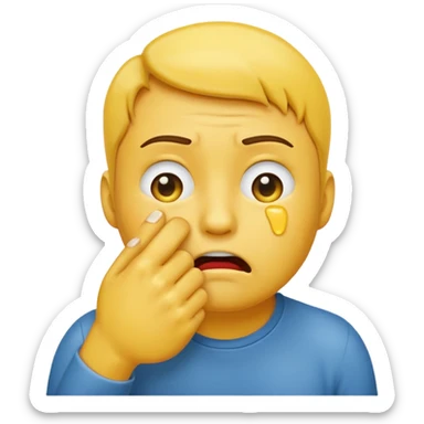 crying emoji with hand on mouth put in a fist sticker