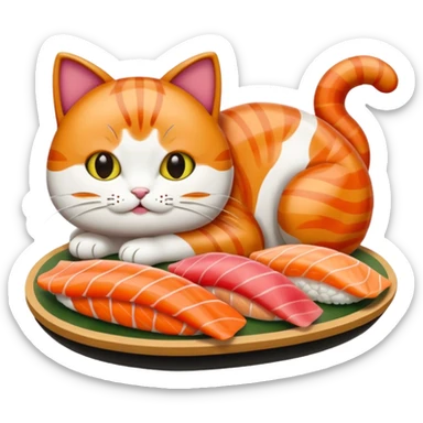 A entire cat body and all and sushi sticker