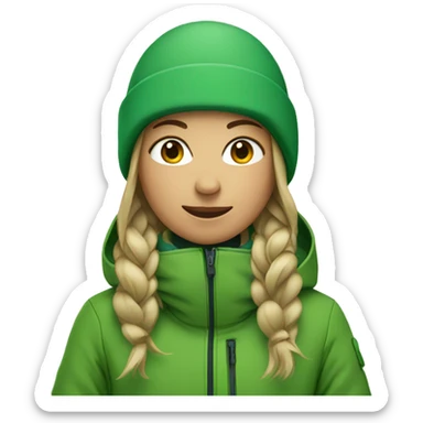 Snowboard girl with green coat sticker