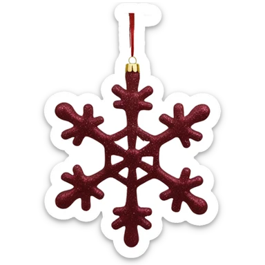 Burgundy Christmas ornament glitter with dark red snowflake  sticker