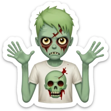 a zombie boy with a ondulado hair and a white t shirt  sticker