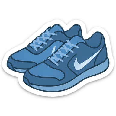 flat toon style blue Nike shoes, no background sticker