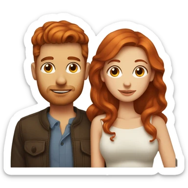 Redhead women kissing brown haired man sticker