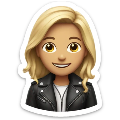 smiling girl in leather jacket sticker