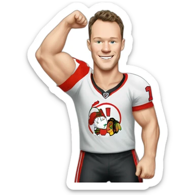Jonathan Toews shirt off celebrating New Year sticker