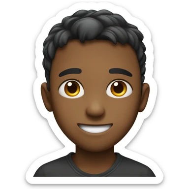 a boy with a tears but smiling sticker