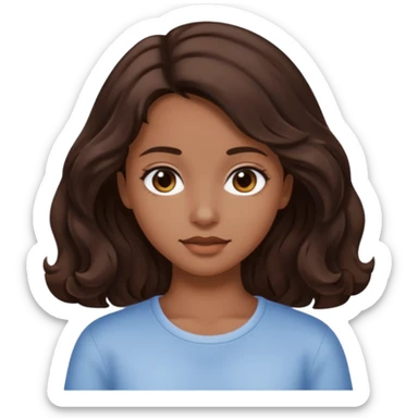 Short hair until shoulders wavy dark brown and with perçems and a soft look but girl more y2k sticker