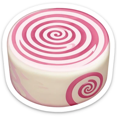 fish cake with pink swirl, white base with pink spiral pattern, narutomaki, Japanese food sticker