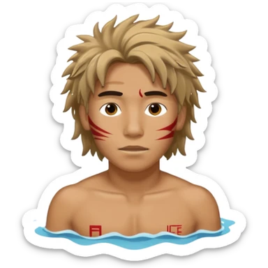 Lifeguard Native American Teenager with messy hair swimming to rescue someone sticker