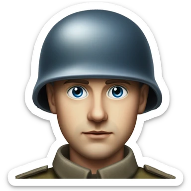 blue eyed guy 28 years old german soldier in helmet 1940 photorealistic serious sticker