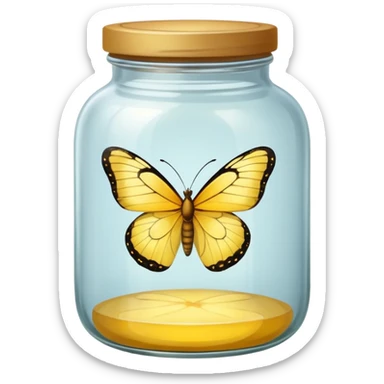 Yellow butterfly in a jar sticker