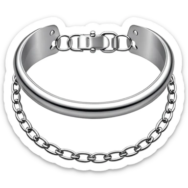 luxury fetish collar, silver chrome, smooth rounded metal, dominant erotic mood sticker