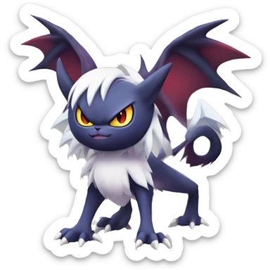 Edgy Cool Kawaii Litten-Noivern-Noibat-Absol-Pokémon Full Body sticker