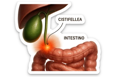 CISTIFELLEA E INTESTINO SONO COLLEGATI NEL DOLORE, iperrealistico 4k sticker