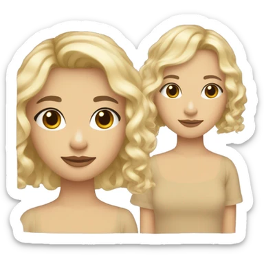 Girl with light skin, brown eyes, dimples, brunette curly hair and two blond face framing curtain bangs sticker