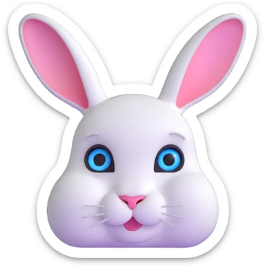 blue and white rabbit with ocean blue eyes sticker