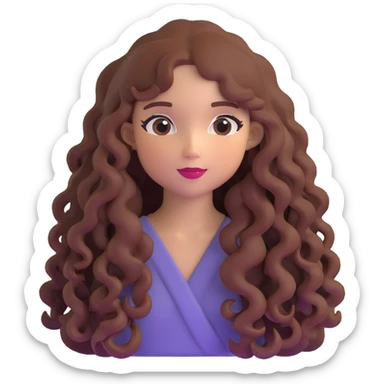 Girl with beautiful long curly hair sticker