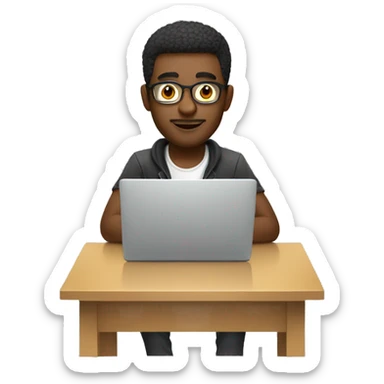 The graphic designer is sitting at his laptop sticker