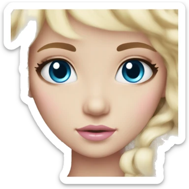 ocean blue doll eyes, blonde hair, feminine, pink, girl, angelic sticker