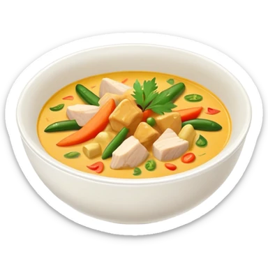 a bowl of thai yellow curry, ultra realistic sticker