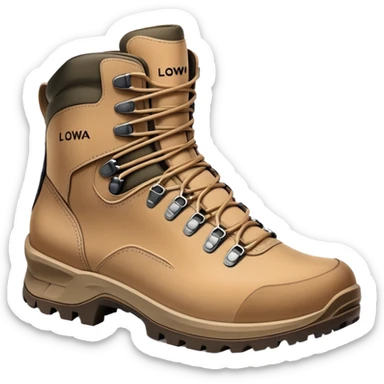 Lowa military tactical hiking boots in tan color sticker