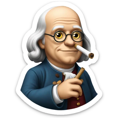 Benjamin Franklin smoking a joint sticker