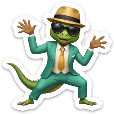 capitalist iguana banker godfather with black sunglasses breakdance startling sticker