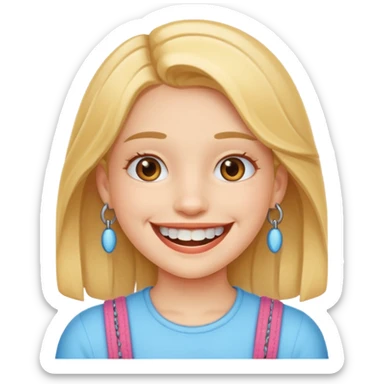 girl with braces on teeth sticker