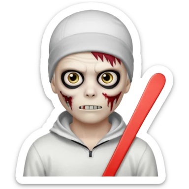 zombie boy with emo hair and white shirt with a ski mask on hair from Nike da syna no mask zombie  sticker