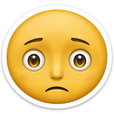 darkened yellow emoji face with wide, sad eyes and a frown, iOS emoji style sticker