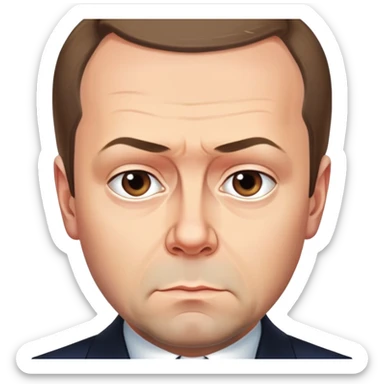 Dmitry Medvedev with a stern face sticker