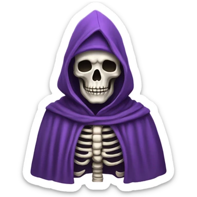 a hooded skelton, purple robes sticker